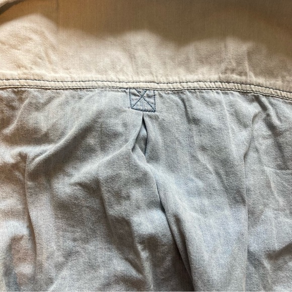 Free People Daisy Baby Patchwork Denim Top with Wide Collar and Ruffle Detail - Picture 10 of 13